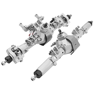 Imagem de ShareGoo Conjunto de Montagem de Eixo Portal Dianteiro e Traseiro de Alumínio Compatível com Axial SCX10 II 90046 90047 1/10 RC Crawler Car (Prata)