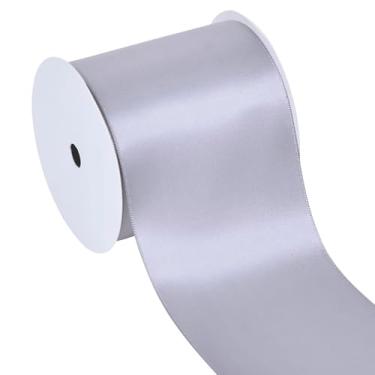 Imagem de YAMA Fita de cetim dupla face prata, 7,6 cm e 10 metros, ótima para artesanato, laços, buquê de flores, casamento, decoração de casa, embrulho de presente
