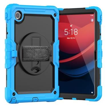 Imagem de Capa de proteção à prova de quedas com suporte e alça de rotação de 360° [suporte de caneta] e capa protetora de tela para tablet Lenovo Tab M10 Plus 3ª geração (TB-125F/128F) 10,6 polegadas (azul