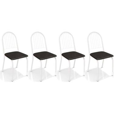Imagem de Cadeira Sala de Jantar Noruega 2C077 Kit 4 Un Branco Fosco/Preto 110 - Kappesberg