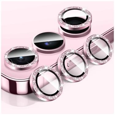 Imagem de LucBuy Protetor de lente de câmera Bling para Samsung Galaxy A15, adesivos de filme de cobertura de câmera de vidro temperado, protetor de tela de anel de metal individual de alinhamento automático