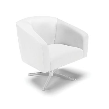 Imagem de Cadeira Sala De Jantar Giratória Base Cromada Stella Sintético D03 - D`rossi Cor Branco