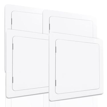 Imagem de Morvat Painel de acesso de plástico 30 x 30 cm, porta de acesso para drywall, painel de acesso para drywall, painel de acesso à parede, painel de acesso ao encanamento, plástico resistente, branco - pacote com 4