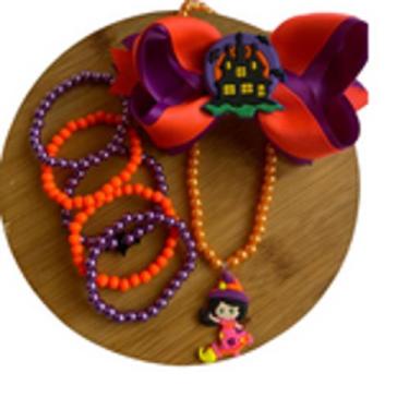 Imagem de Kit Laço de Cabelo/Pulseira e Colar Halloween Tic Tac - Nl Bijuterias,