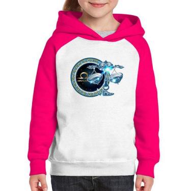 Imagem de Moletom Infantil Signo Libra Astrologia - Foca na Moda, Branco, Rosa, 