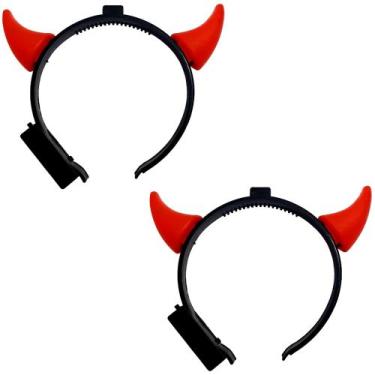 Imagem de 2 Tiaras Chifre Diabinho Com Luz Led Vermelho Halloween Carnaval - AHL