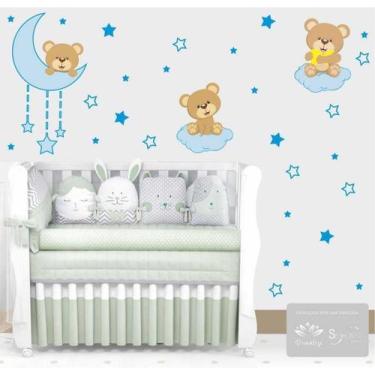 Imagem de Adesivo de Parede Quarto de Bebê Urso Nuvem Paisagem - pinkie