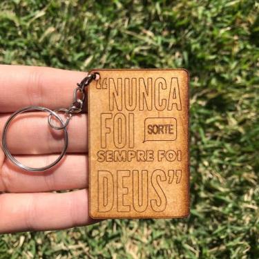 Imagem de Kit 50 Chaveiros Nunca foi Sorte sempre foi Deus - p61laser