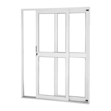 Imagem de Porta de Correr em Aço Branco 215x160x14 cm 2 Folhas Esquerda VL Ideal