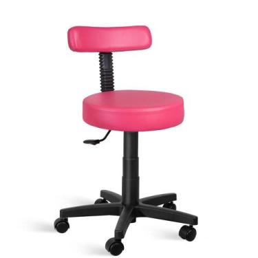 Imagem de Cadeira Mocho Giratória Revestimento Sintético Rosa - Shopcadeiras