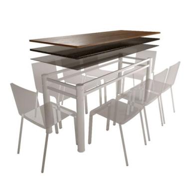 Imagem de Base Para Mesa De Vidro Jantar 8 Lugares Branca Retangular - CromoShop