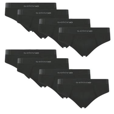 Imagem de Kit 8 Cueca Selene Microfibra Masculina Slip sem costura, Preto, M