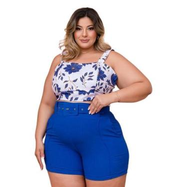 Imagem de Conjunto Plus Size Feminino Cropped + Short C Cinto 0513 - Bellucy Mod