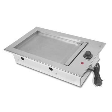 Imagem de Chapa Gourmet de Embutir 32X50 Elétrica em Aço Inox - JX Metais, 220V