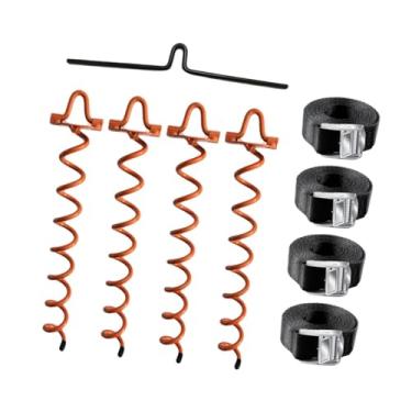 Imagem de Pegciuho Kit de âncora de tenda de âncora de solo em espiral, estacas de trampolim de parafuso de metal resistente para balanços, tendas de praia, coberturas, Laranja