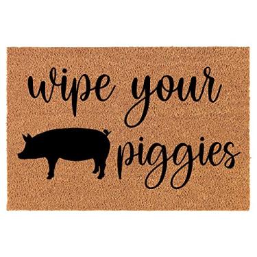 Imagem de Capacho engraçado Wipe Your Piggies Tapete de porta engraçado tapete de entrada presente de inauguração de casa presente presente de casamento novo tapete de boas-vindas para casa tapete