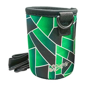 Imagem de Swingers Cooler de cerveja com alça ajustável no pescoço (lata de neoprene com mãos livres ou suporte de garrafa/Koozie) (verde geométrico)
