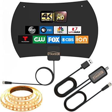 Imagem de Antena de TV digital HD de longo alcance suporta Smart 4K 8K Fire TV Stick e todas as TVs mais antigas – filtro de ruído interno de alto ganho integrado