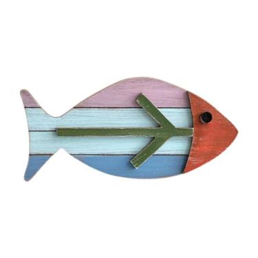 Imagem de Wswqop Arte de parede de peixe Escultura de parede Vintage Fácil instalação Decoração de parede de peixe de madeira para jardim Barco Decoração de festa de, 35.5 Cm X 17 Cm