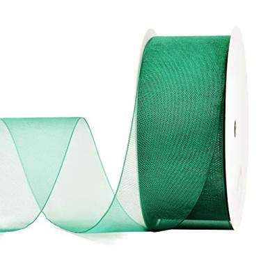 Imagem de Rolo de fita de organza YAMA de 3,8 cm – 7,6 metros para embrulho de presente, embrulho de buquês, decoração, artesanato, Mallard, 1-1/2 inch 25 yards, 1