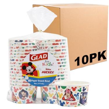 Imagem de Glad Tigelas de lanche descartáveis para crianças Mickey e seus amigos da Disney, tampas não incluídas – resistente, micro-ondas, copos de lanche descartáveis com tampa para sopa ou sorvete, 170 g, 32