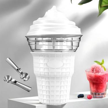 Imagem de Máquina de sorvete elétrica, máquina de sorvete multifuncional multiuso para gelato caseiro, sorvete, congelado, rampa de ingredientes embutida, fácil de limpar e armazenar