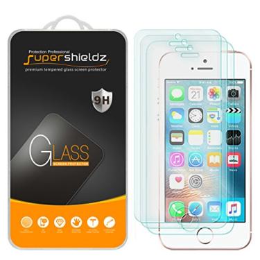 Imagem de (Pacote com 3) Supershieldz para Apple iPhone SE (1ª Geração, Edição 2016), iPhone 5, iPhone 5S e iPhone 5C Película de vidro temperado, antiarranhões, sem bolhas