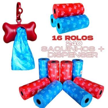 Imagem de Kit 12 rolos 240 Saquinhos Cata Caca Coco Pet Gato Cachorros - Lojas E