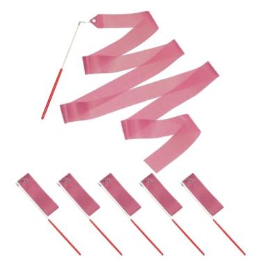 Imagem de PATIKIL Fitas de dança, pacote com 6, flâmulas de dança de ginástica de 78,7 polegadas com varinha antiderrapante para presentes, dança, shows de talentos, bastão girando, rosa lótus