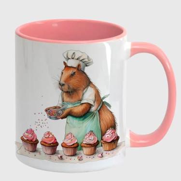 Imagem de Caneca Cerâmica Branca com Rosa CAPIVARA MAMAE BOLO 1