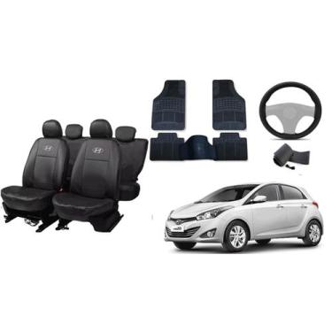 Imagem de Conjunto Capa de Couro HB 20 12-16 + Tapete + Capa de Volante Premium 