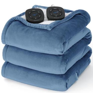 Imagem de Cobertor Elétrico Bedsure Queen Size com Controle Duplo - Azul