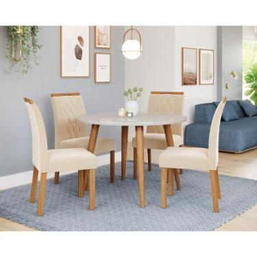 Imagem de Mesa de Jantar Tampo de Vidro Off White Dani Vidro 1,09 e 4 Cadeiras J