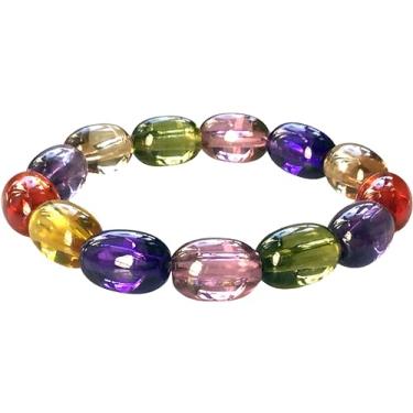 Imagem de Pulseira mágica de elipse de 12 mm com olho de naga oval multicolorida amuleto poderoso para proteção contra vários perigos / traz boa sorte / torna charmosa, Banhado a ouro metálico, Pedra
