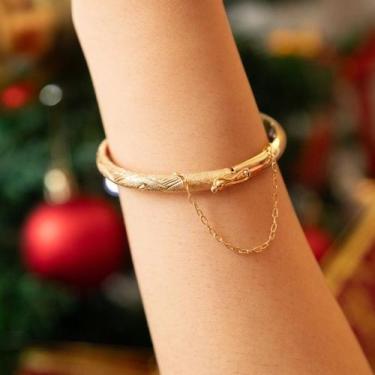 Imagem de Bracelete Aberto Diamantado Folheado a Ouro 18k - Maise Joias, M