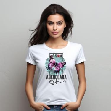 Imagem de Camiseta Feminina T-shirt 100% Algodão Estampas Religiosas Moda Cristã