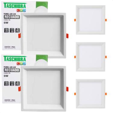 Imagem de Kit 5 Painel de Led Quadrado Embutir Recuado 6W Bivolt Taschibra 6500K Frio