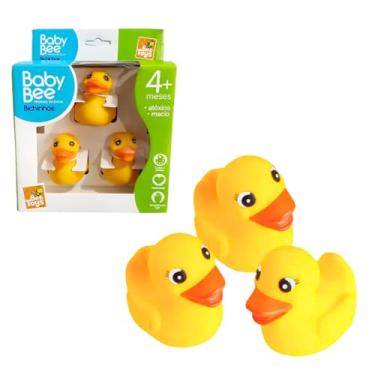 Imagem de Patinhos de Banho para Bebê - Brinquedo Infantil Flutuante em Vinil Atóxico, Macio e Seguro para Banheira - Kit 3 Patinhos