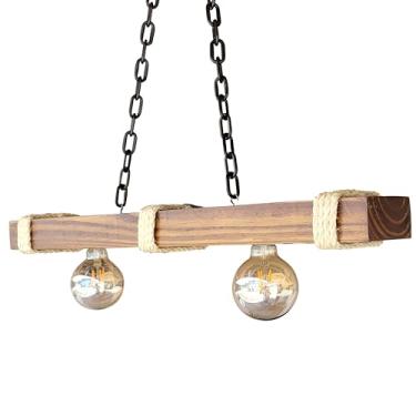 Imagem de Luminária Pendente Caibro de Madeira Estilo Rústico Lustre Suspenso para Sítio Chácara Casa de Campo Decoração Aconchegante Ambientes Internos Sala Cozinha Varanda Iluminação