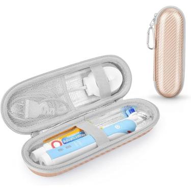 Imagem de Yinke Estojo de viagem para escova de dentes elétrica Oral-B/Oral-B Pro 1000 1500 5000 7000 600 9600 Smartseries/Philips Sonicare ProtectiveClean/iO Series, estojo rígido de EVA (ouro rosa)