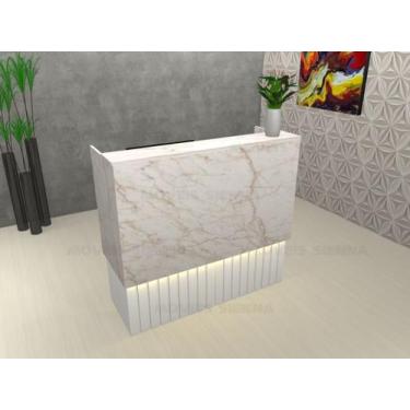 Imagem de Balcão Ripado Loja Atendimento Recepção com LED - Móveis Sienna