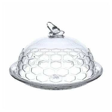 Imagem de Queijeira Bee De Vidro Com Tampa Porta Queijo 19cm - Hauskraft