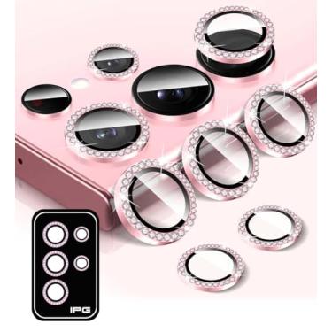 Imagem de IPG Protetor de lente de câmera ProLENS Diamond Strass Blink FRAME para Samsung Galaxy S24 Ultra, classe temperada de silicato de alumina, clareza HD, resistente a arranhões, capa de lente individual