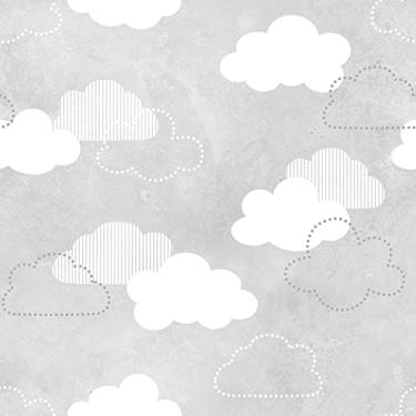 Imagem de Papel De Parede Adesivo Infantil Nuvens Cinza 10m