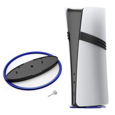 Imagem de AARONMEI Suporte vertical de metal com base antiderrapante compatível com console PlayStation 5 Slim/Pro - Suporte portátil para console de jogos PS5 (preto azul)
