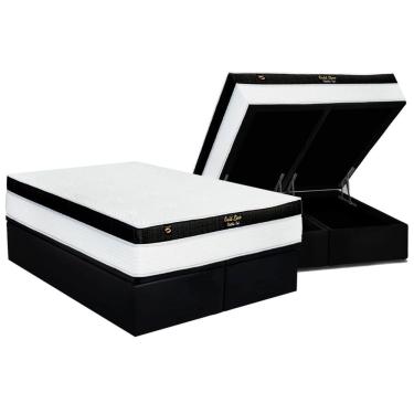 Imagem de Conjunto Box Baú King: Colchão Espuma Luckspuma Masterpocket Gold Line Elastic Gel + Base crc Suede Black(193x203)