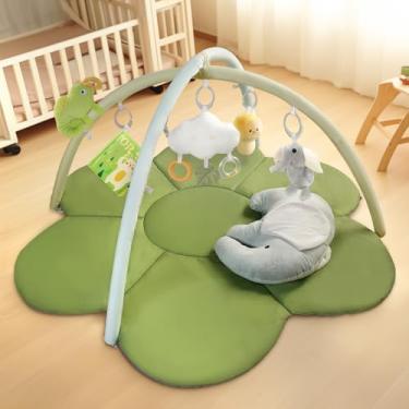Imagem de Academia grande para brincar para bebês – Tapete de atividades com travesseiro de barriga, 5 brinquedos removíveis e superfície acolchoada macia, perfeito para bebês de 0 a 18 meses para apoiar as