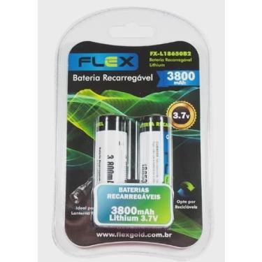 Imagem de Bateria Recarregável 3.7v 3800ma Cart. c/ 2 Mod: Fx18650b2
