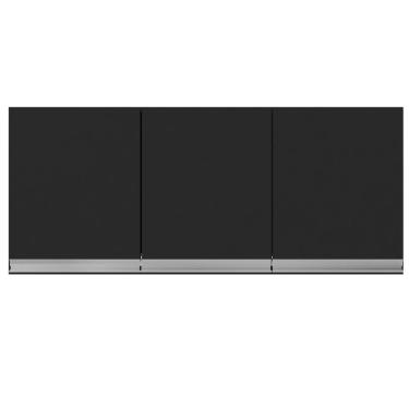 Imagem de Armário Aéreo Cozinha Andréia 3 Portas 120 cm Preto Fosco 1840 ajl Móveis