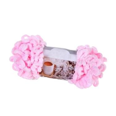 Imagem de Esquirla Coloque grosso de almofada de almofada de almofada lavável pano de crochê Diy tricô de fio volumoso para camisola de almofada de travesseiro, Rosa